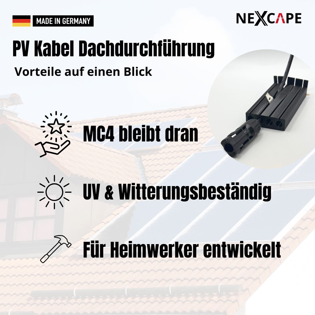 PV-Kabel Dachdurchführung – mechanischer Kabelschutz 150mm Länge - PV-Dachurchführungen.de